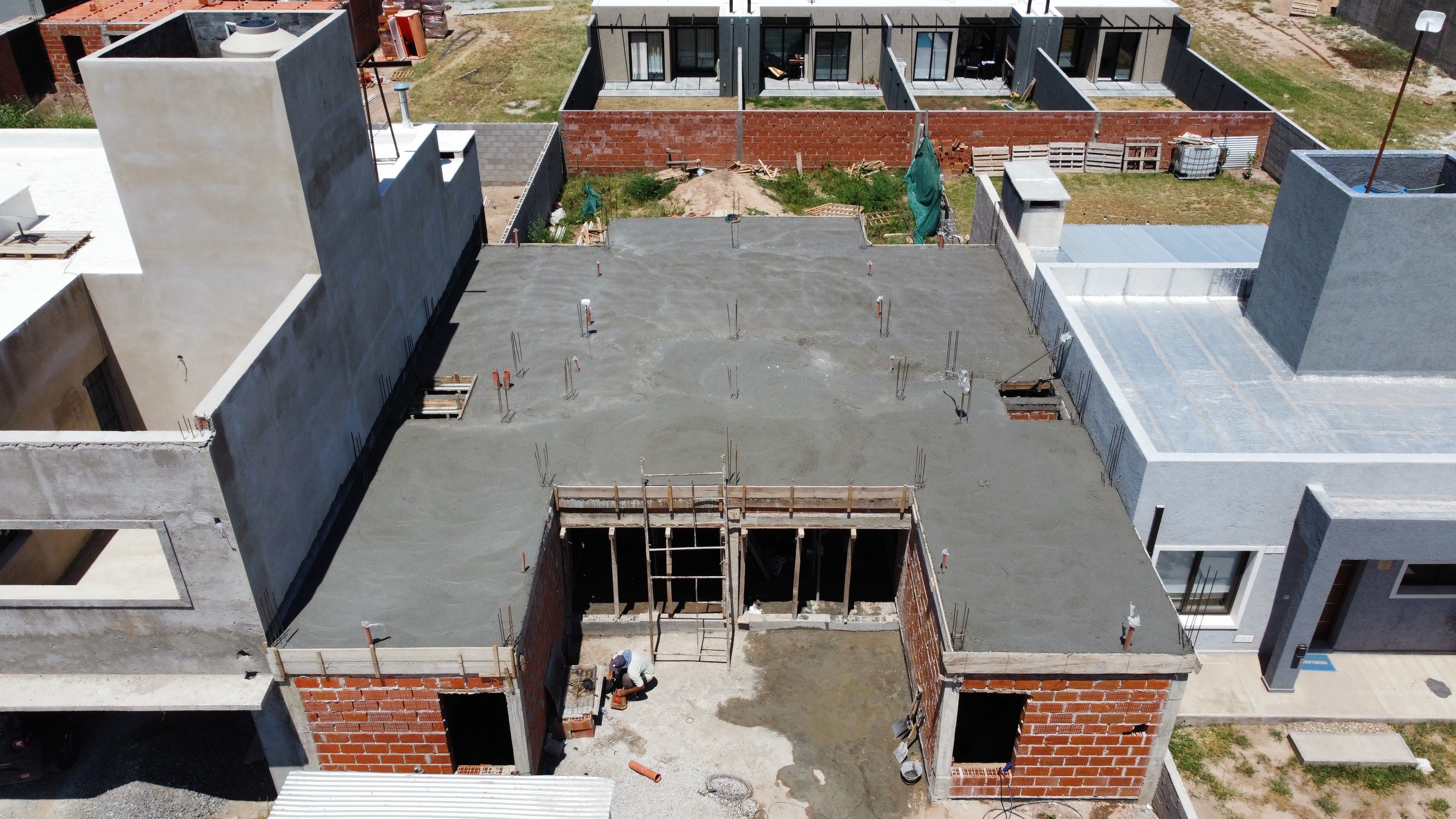 Obra residencial, vista aérea